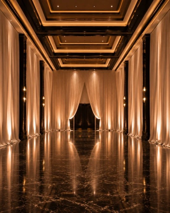 Ballroom surrounded by floor to ceiling event draping