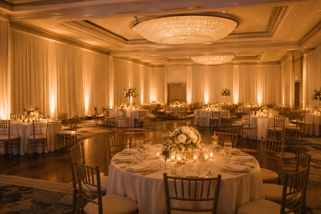 Pipe and drape setup creating a polished temporary event backdrop